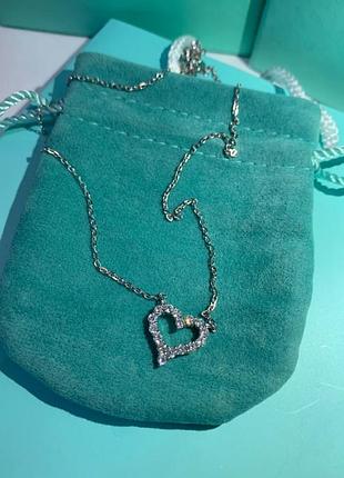 Підвіска серце з цирконієм тіффані, срібло 925/упакована в мішечок тіффані