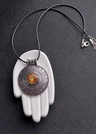 Цитрин кулон коло из цитрина подвес из камня цитрин в серебре. индия!