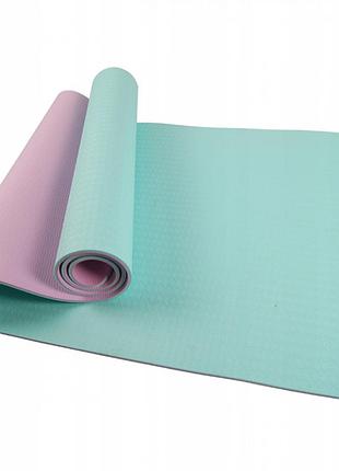 Коврик (мат) для йоги и фитнеса sportvida tpe 4 мм sv-hk0240 sky blue/pink poland