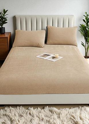 Простынь на резинке koloco "шарпей" 180 х 200+25 см + 2 налочки 50 х 70 см (41863) бежевый