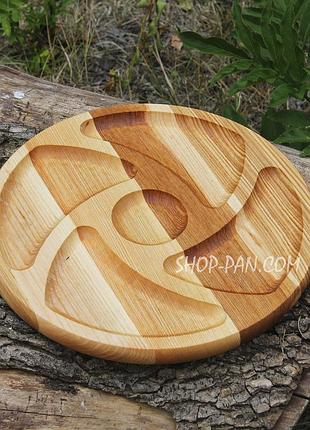 Менажниця дерев'яна 35 см, кругла, на 5 секцій, двостороння, 1