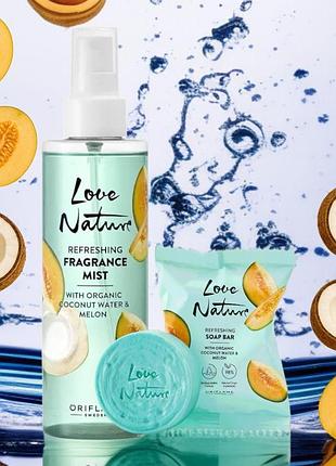 Освежающий набор спрей с органической кокосовой водой и диней love nature 200 мл