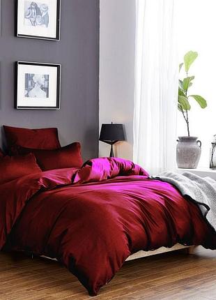 Постельное белье винный сатин однотонный двуспальный