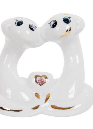 Фігурка порцелянова пара закоханих змій 7 см 1149-215 білий