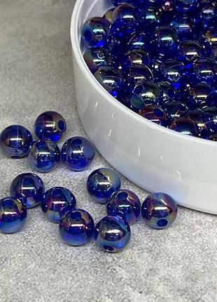 Акриловые бусины - глянцевые (прозрачные) d 6 мм, синий ав, арт 018705, упаковка 20 грамм ≈ 155-160 шт, синий