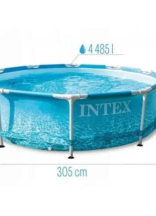 Каркасный бассейн с фильтром в комплекте intex 28208 "морской принт" 305 x 76 см