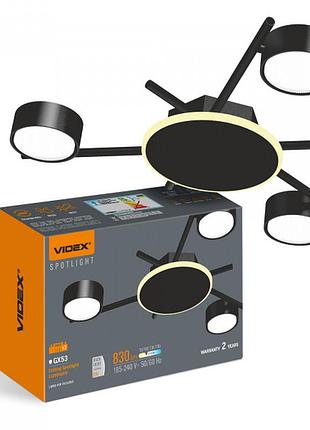 Светильник videx под лампу 3xgx53 накладной с подсветкой черный vl-spf20b-bb