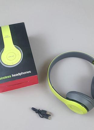 Навушники безпровідні c 60910 бездротові, bluetooth, мікрофон салатовий