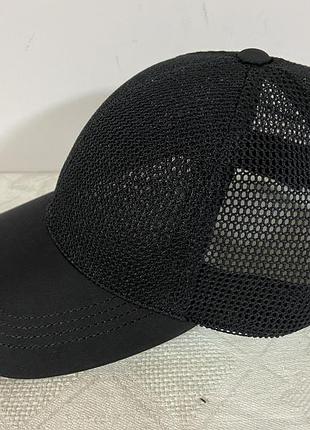 Серая бейсболка лён с элементами сетки 57-58 59-60 чёрный 56 58 58 и 61-62 см