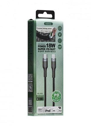 Кабель usb remax rc-009 type c — lightning чорний ost