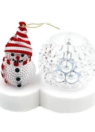 Светодиодный диско шар + снеговик, светильник новогодний