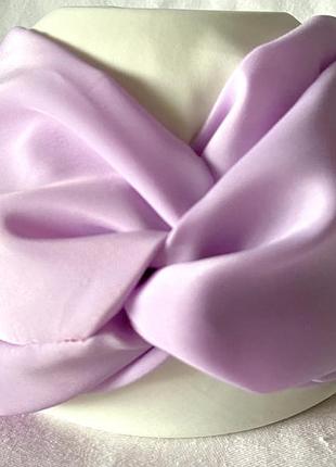 Лёгкая летняя повязка-чалма шифон шёлк сиреневая 56-59 см