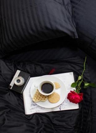 Простынь 260х220см страйп сатин черный 1/1см тм комфорт текстиль