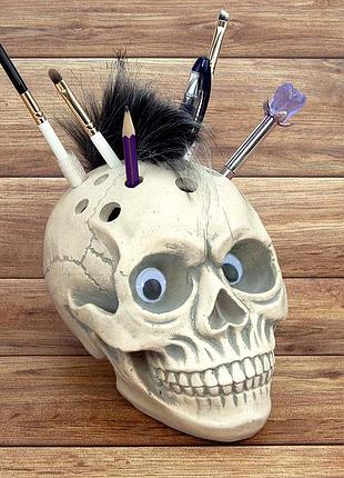 Череп органайзер могавк настольный s (серо-бежевый) ост