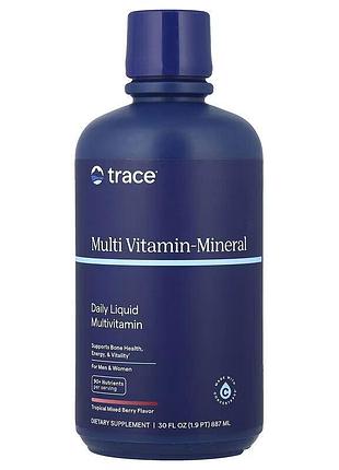 Мультивитамины и минералы, multi vitamin-mineral, trace minerals research, жидкие, вкус ягод, 887 мл