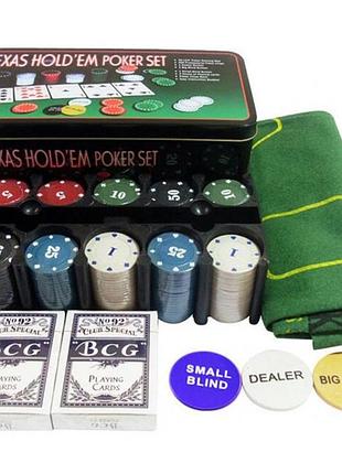 Набор для покера на 200 фишек "техасский холдем", номинал 1-50 abc