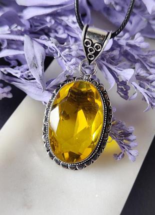 Підвіс цитрин овал. підвісок з цитрину. кулон цитрин. індія.