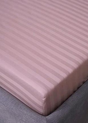 Набор простынь на резинке 180х200х20см +наволочки 50х70 2шт страйп сатин ярослав №05 бурбон