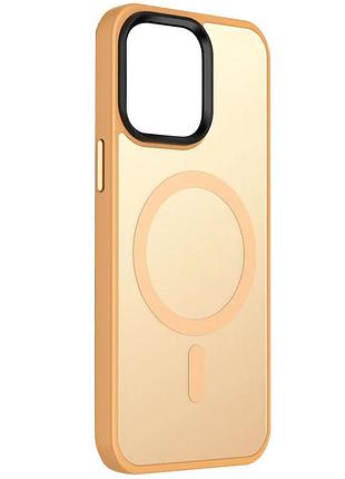 Tpu+pc чохол metal buttons with magsafe colorful для apple iphone 13 (6.1") персиковый