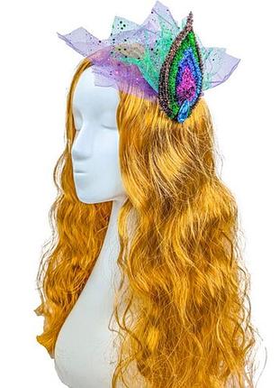 Брошка-заколка павич яскрава різнокольорова