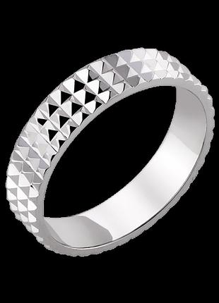 Серебряное обручальное кольцо с обьемным рисунком, 925 проба 18