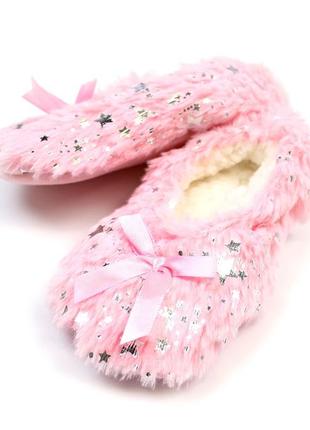 Теплые удобные домашние тапочки для девочки, серые розовые yoclub польша3 фото