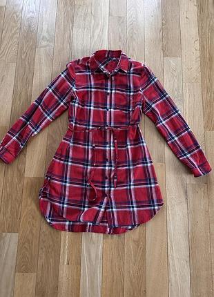 Сукня сорочка червона у клітинку s