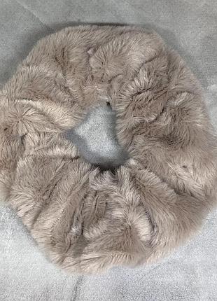 Резинка для волос с искусственным мехом, диаметр 9 см, пудровый, 1 шт, арт 019286, пудровый