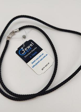 Шелковый шнурок с серебряным замком 925 пробы (длина 60 см.) арт. 05935