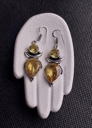 Цитрин гарні сережки з цитрином. сережки цитрин у серебрі індія!