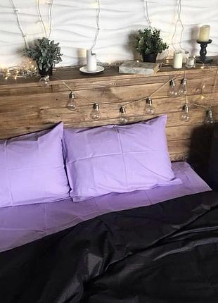 Постельное белье бязь черно-лавандовый двуспальный евро