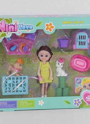 Куколка девочка с собачкой и кошечкой, аксессуары