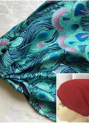 Косынка-бандана летняя на резинке бирюзовый 54-56 см