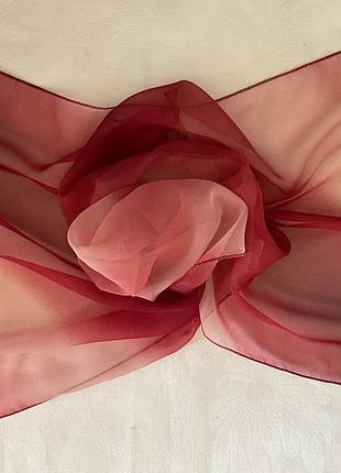 Женский шарф из шифона розовый с бордовым 134х35