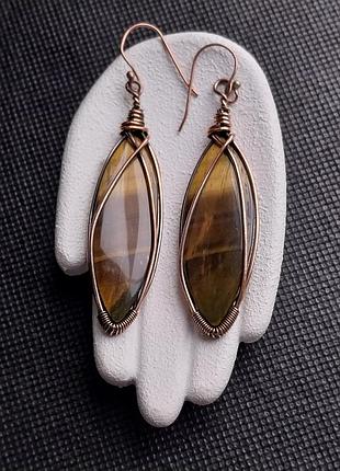 Тигровый глаз серьги натуральный тигровый глаз серьги с тигровым глазом в серебре индия!