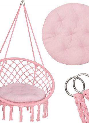 Подвесное кресло-качели (плетеное) с подушкой springos spr0029 pink poland
