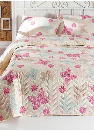 Покривало стьобане з наволочками 200х220 burberry чорний