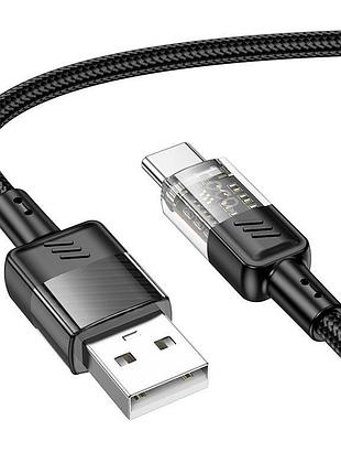 Кабель hoco spirit type-c transparent charging data cable u129 |1.2m, 3a|
