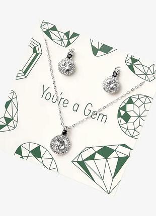 Набор украшений с натуральным шпинелем: колье + серьги, с кристаллами, в подарочной упаковке (арт. 47662)
