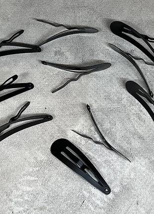 Черная заколка (хлопушка), длина 3,9 см, упаковка 10 шт, арт 019225, черный