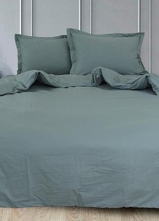 Турецкая простынь на резинке сатин-люкс 180х200+ 20см по бортам хлопок 100% blue grey green grey