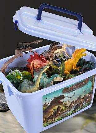 Дитячий ігровий набір динозаврів в ящику скрині, динозаври дерева паркан яйця 46 предметів