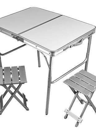 Стол раскладной со стульями алюм (стол 80х60х70, стулья 2 шт 26.7х26.7х38.2) tcs-12 (x-tream)