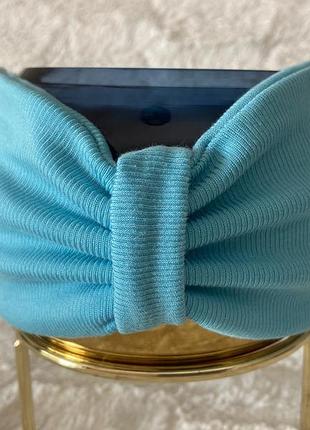 Женская повязка из хлопкового трикотажа голубой (ширина 9.5 см) 53-55(1ш) и 54-57 см см