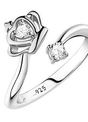 Срібляста каблучка з короною зміна розміру