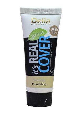 Тональний крем для обличчя delia cosmetics real cover honey №206 30мл (тестер)