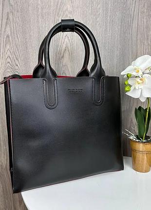 Большая женская сумка на плечо качественная , модная сумка шоппер черный