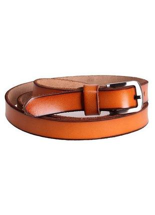 Женский узкий кожаный ремень kt6631 оранжевый 125х2 см