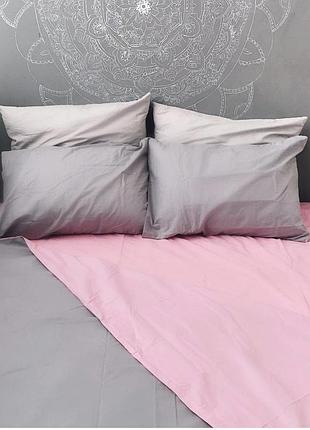 Постільна білизна бязь рожево-сірий сімейний