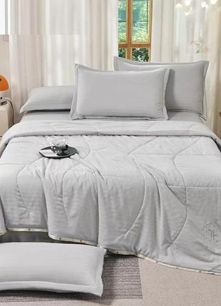 Постельное белье с одеялом евро koloco хлопок (42008) серый